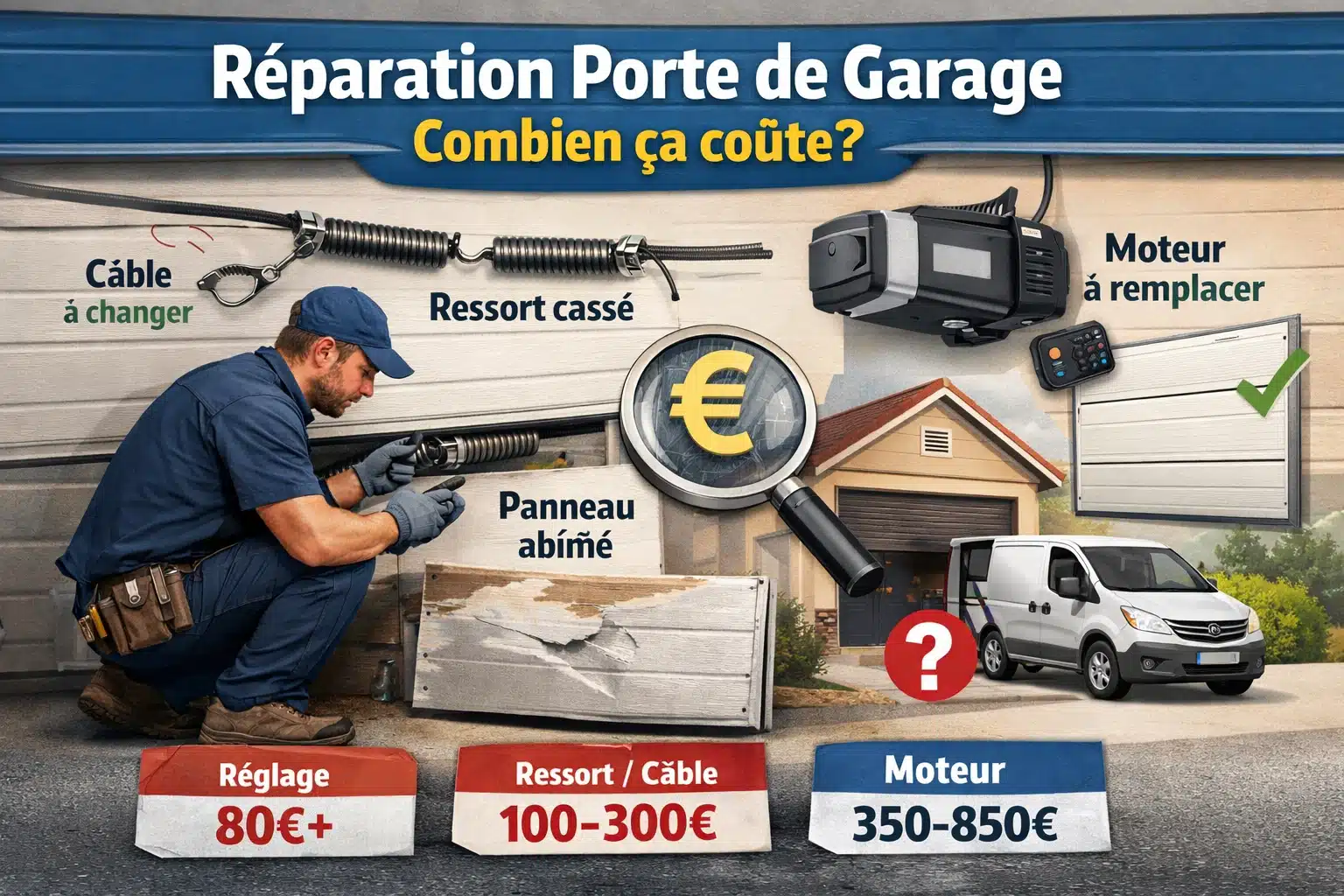 Le vrai prix d’une réparation porte de garage (et l’erreur qui peut vous coûter 800 €)