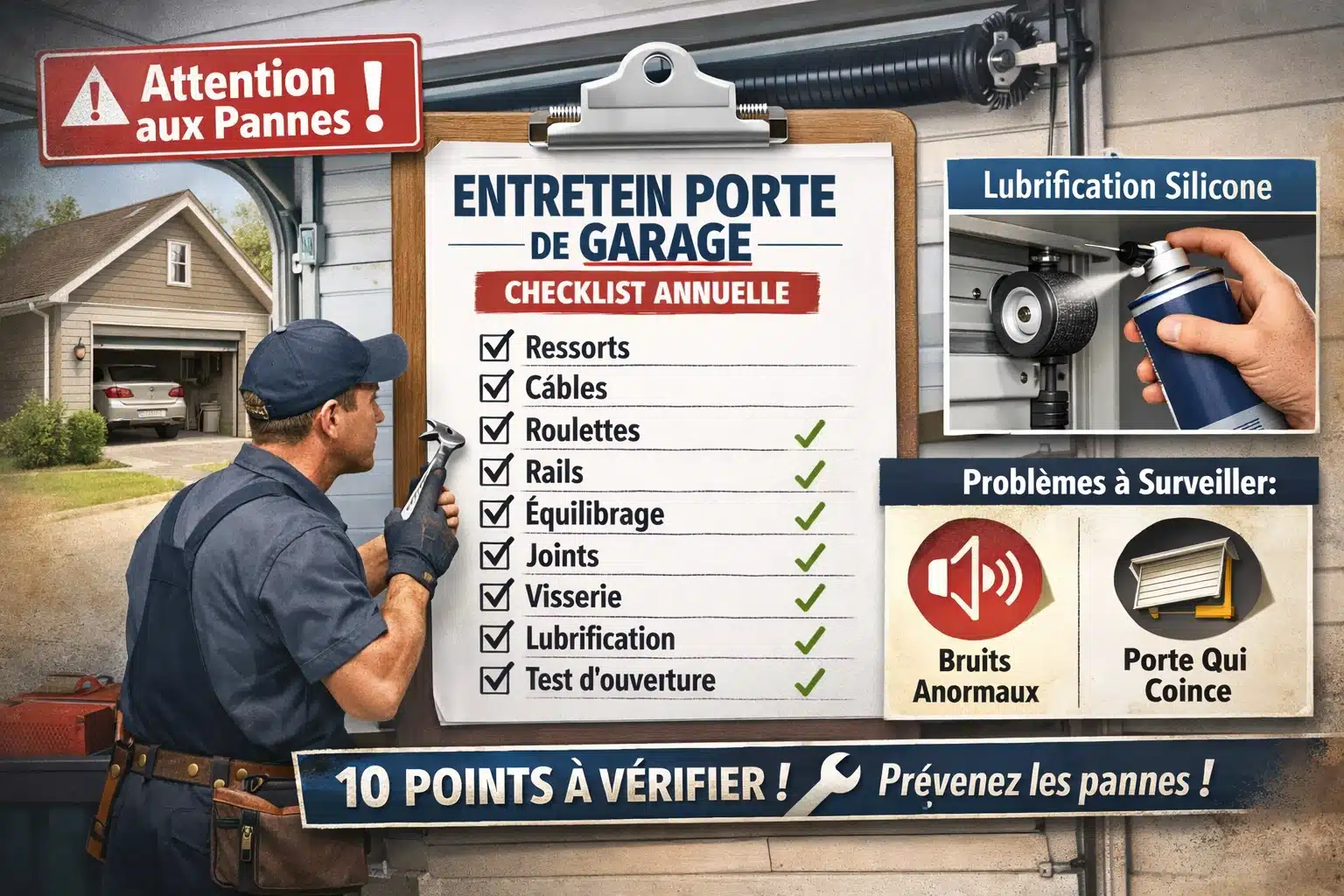 Entretien porte de garage : la checklist annuelle d’un artisan pour éviter les pannes